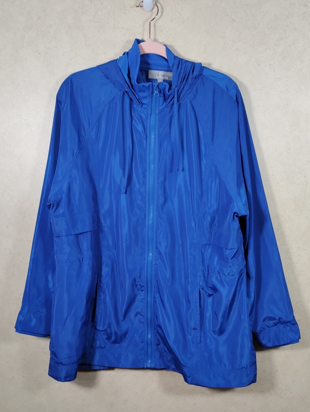 I130 Talbots Royal Blue Hooded Windbreaker Jacket XL